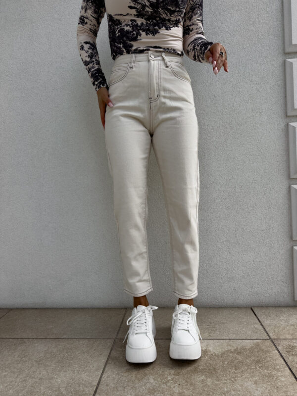 JEANSY MOM FIT BLESS BY ME BEŻOWE