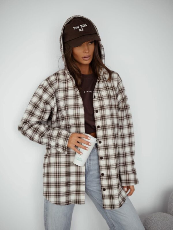 KOSZULA W KRATĘ CLARA Z KAPTUREM BOCCA BIAŁA