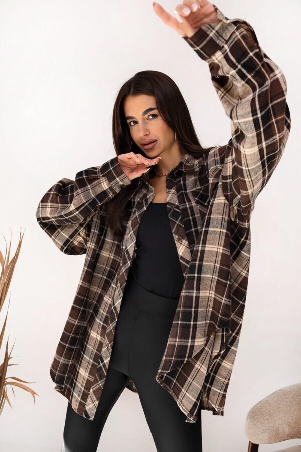 KOSZULA W KRATĘ NINA CZEKOLADOWA