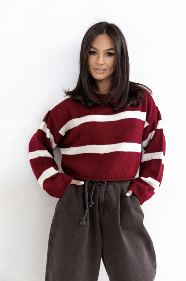 SWETER LUMI SEMPRE BORDOWO – KREMOWY