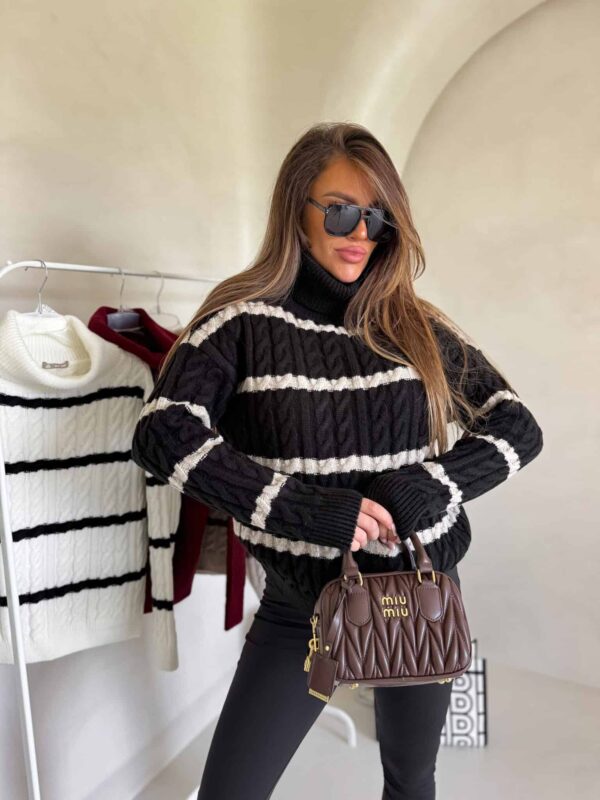 SWETER INKO BY ME CZARNO – BEŻOWY