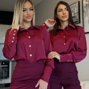 KOSZULA SATYNOWA MARINA BORDOWA