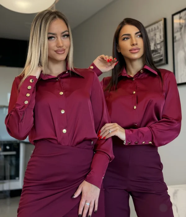 KOSZULA SATYNOWA MARINA BORDOWA