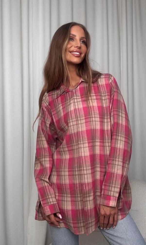 KOSZULA W KRATĘ BLOSSOM BOCCA BEŻOWO – RÓŻOWA