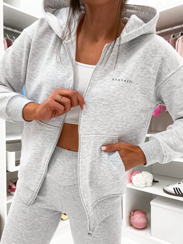 BLUZA Z KAPTUREM STAYHERE SZARY MELANŻ