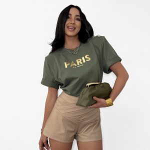 T-SHIRT Z GUZIKAMI PARIS LAMILLA KHAKI