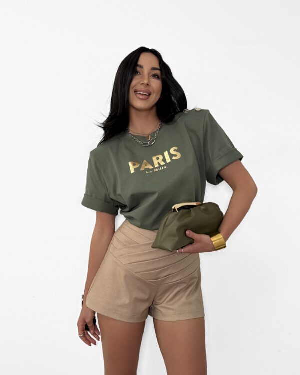T-SHIRT Z GUZIKAMI PARIS LAMILLA KHAKI