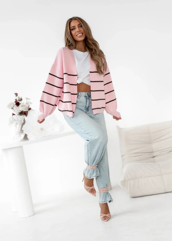 SWETER STRIPES SIMPLICITY RÓŻOWY