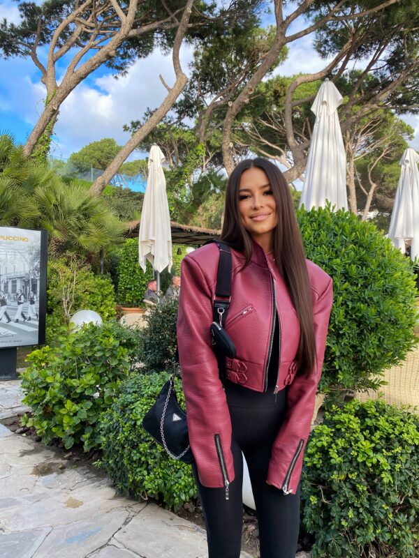 KURTKA SKÓRZANA SHORT LAMILLA BORDOWA