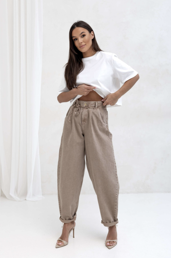 SPODNIE JEANSOWE SEMPRE BEŻOWE