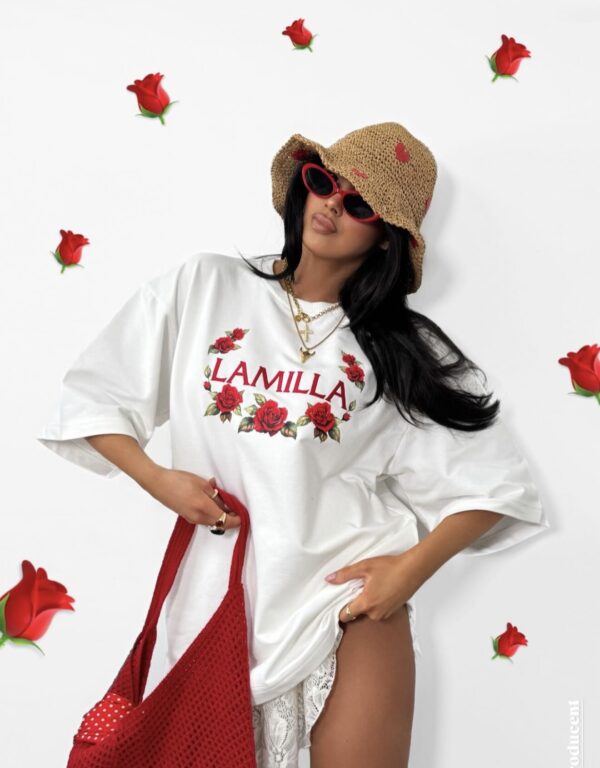 T-SHIRT ROSES LAMILLA BIAŁY