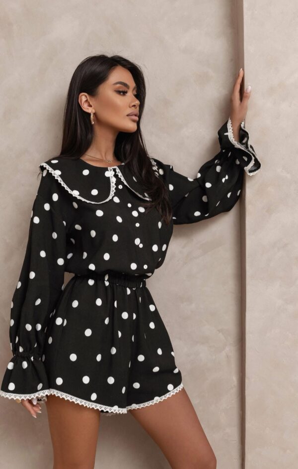 KOMBINEZON W KROPKI CHLOE CZARNY